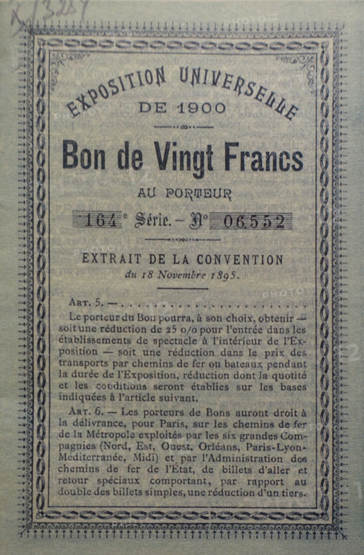 Twenty Franc Bearer Bonds