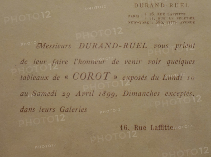 Invitation to an exhibition of Corot's paintings in a gallery in Paris