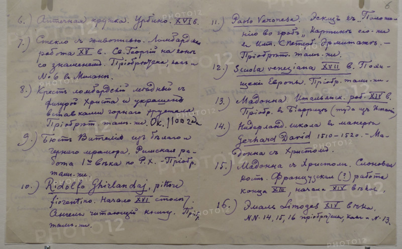 Ostroukhov notes on the collectibles he acquired