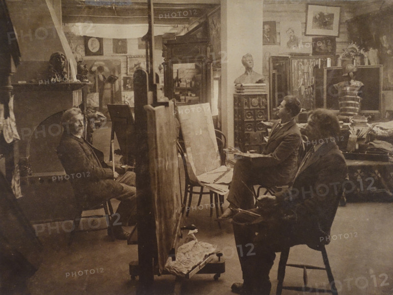 Repin Ilya Efimovich (1844-1930) with his student Isaak Brodsky (1883-1884) and son Yuri Repin (1877-1954)