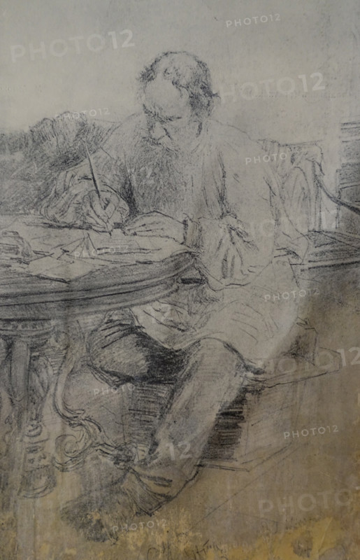 Leo Tolstoy (1828-1910) is working