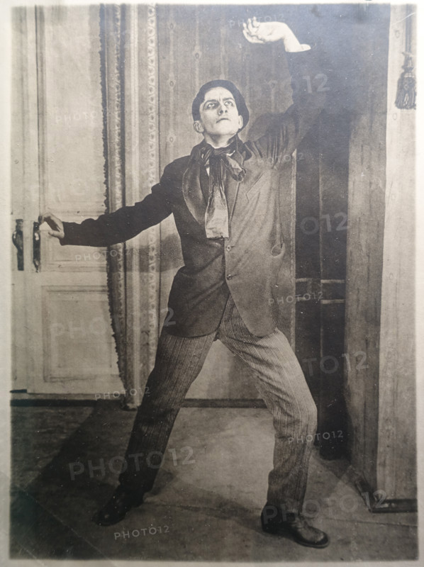 Mayakovsky Vladimir Vladimirovich (1893-1930) poses for the poster for the film 'Born Not for Money'