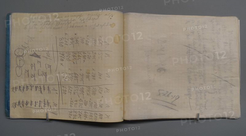 Notebook 34 with rough notes of the poem 'Talking with the Taxman About Poetry' by  Mayakovsky Vladimir Vladimirovich (1893-1930)