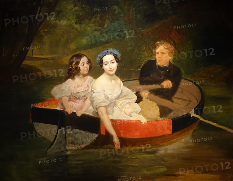 Portrait of the Author and Baroness Ekaterina Meller-Zakomelskaya  with Her Daughter Maria in a Boat