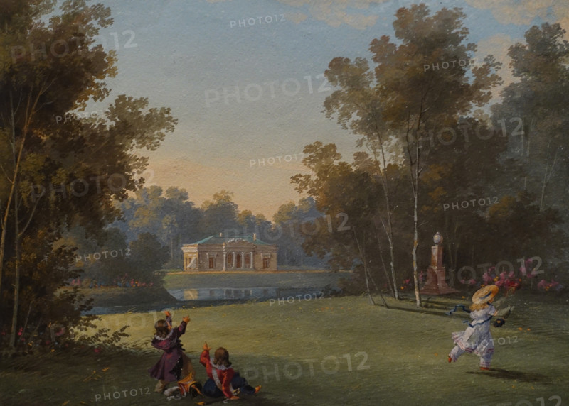 Children Playing in a Park near the Monument to Lansky in Tsarskoye Selo