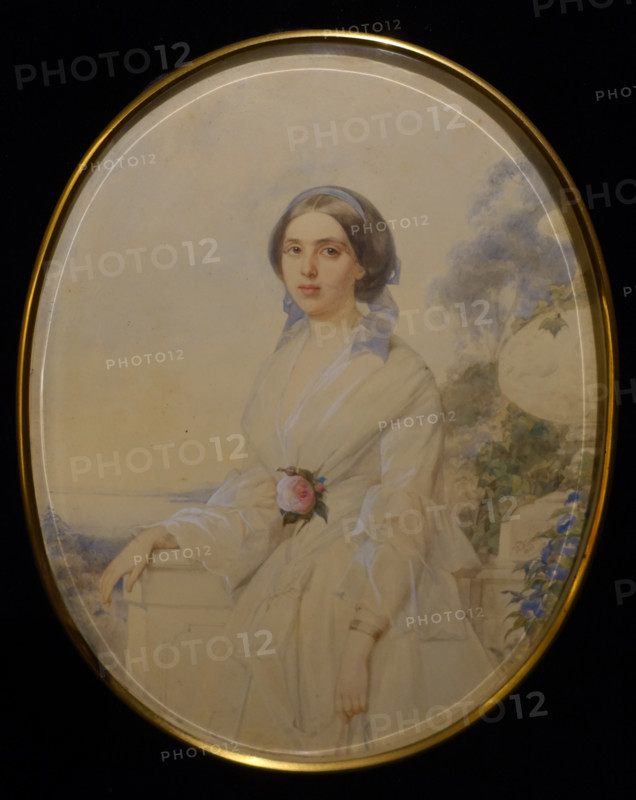 Portrait of a Lady in a White Dress with a Rose