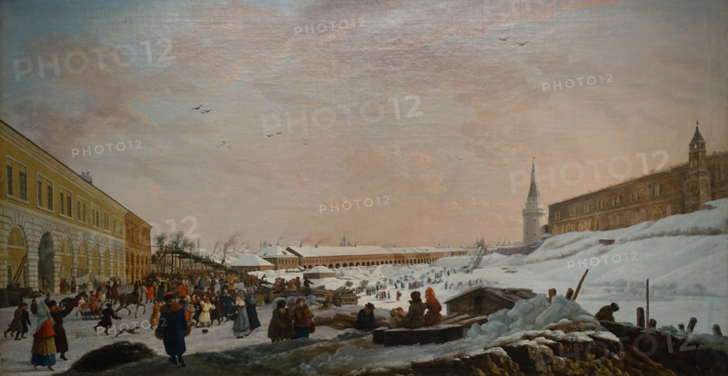 Ice slides in Moscow on Neglinnaya Street during Maslenitsa week
