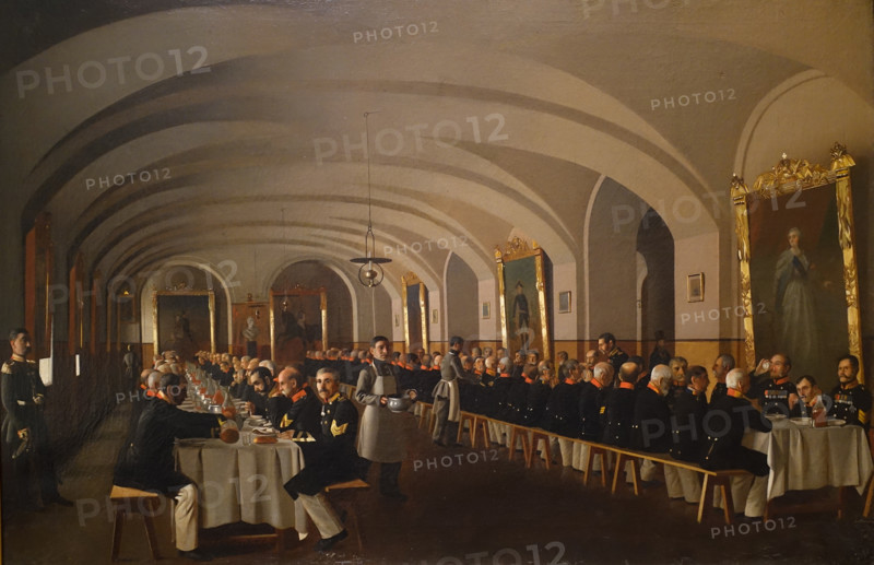 Lunch for the disabled in the dining hall of the Nikolaevskaya almshouse in Izmailovo