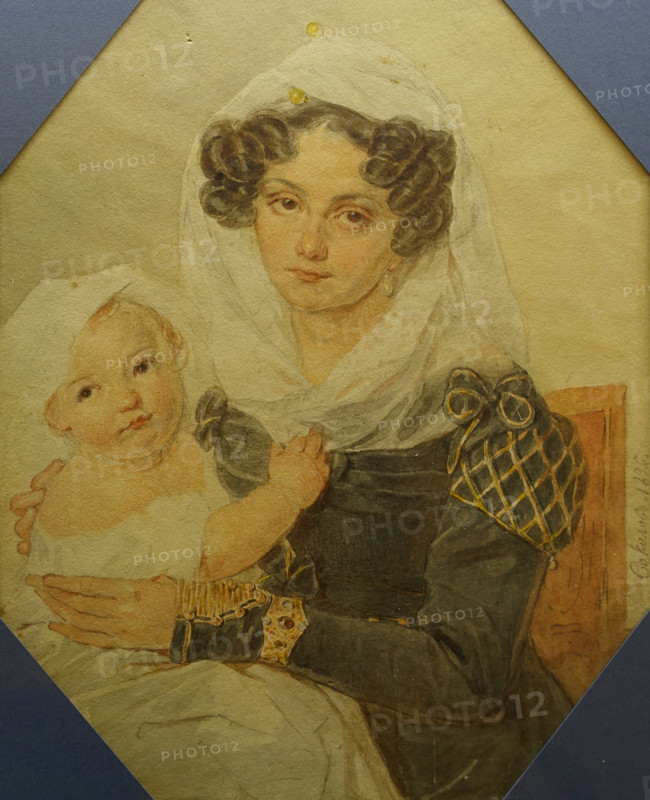 Portrait of Princess Volkonskaya Maria Nikolaevna (née Raevskaya) with her son Nikolai