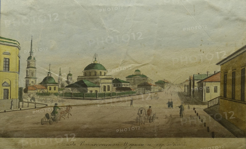 View of the Ascension Church and surrounding buildings