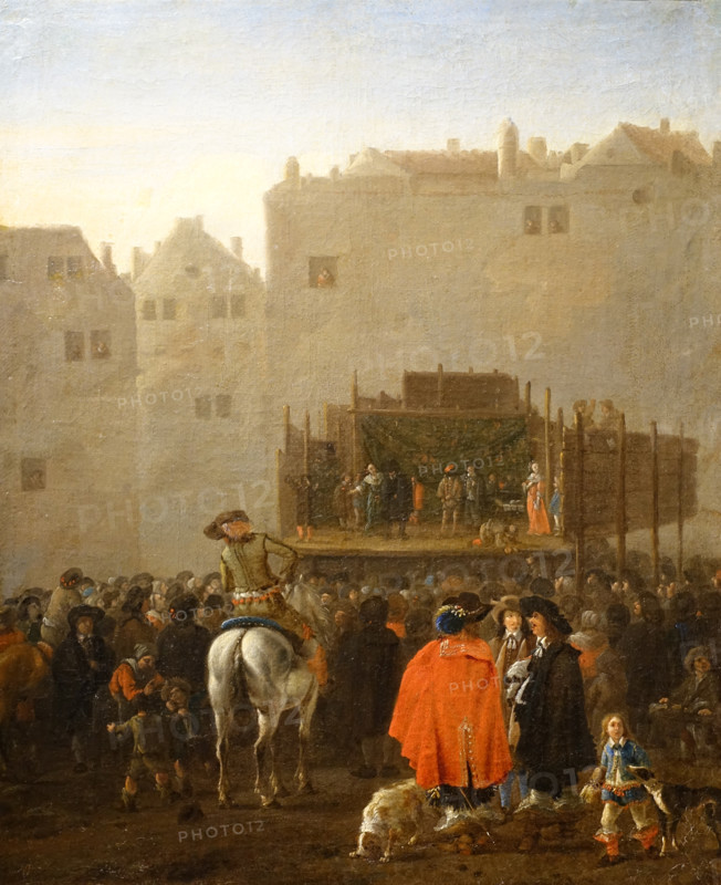 Theatrical performance on the street of an Italian city