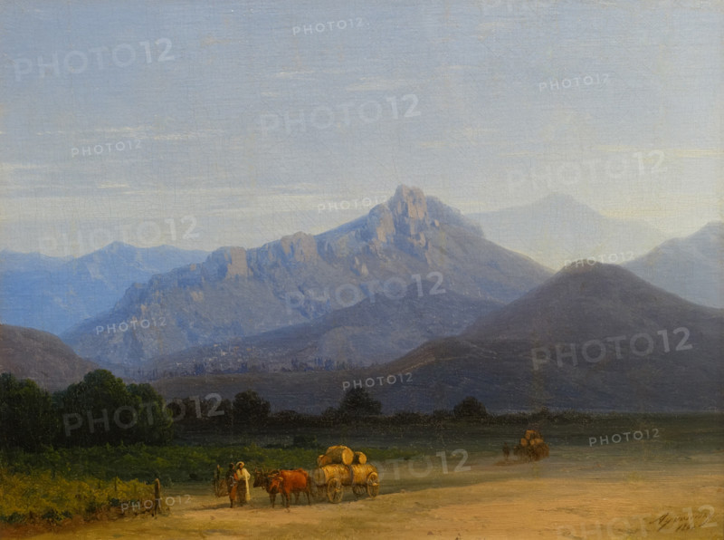 Mountain landscape with figures