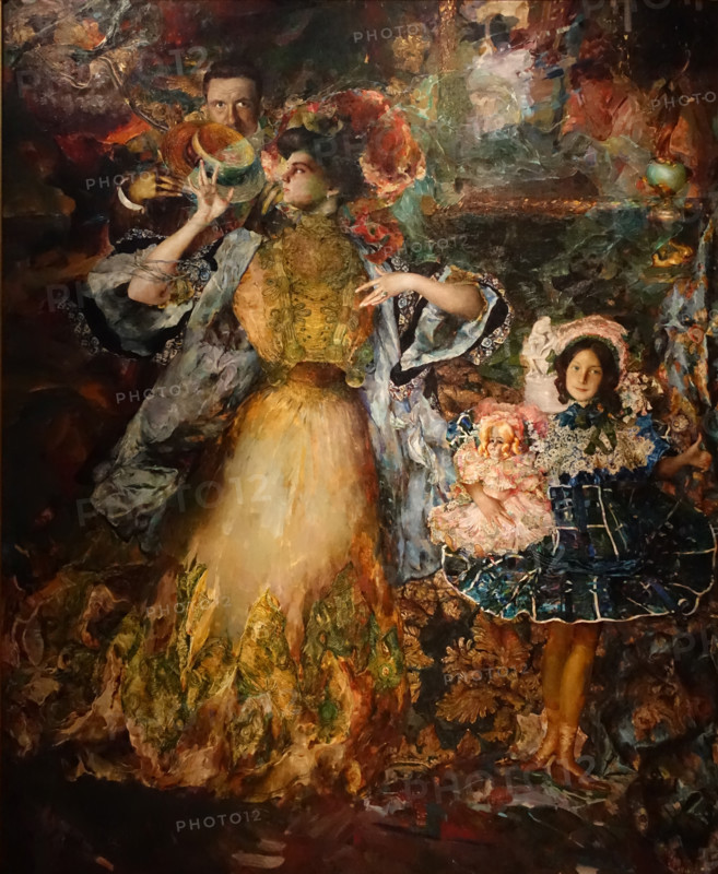 Self-portrait with wife and daughter