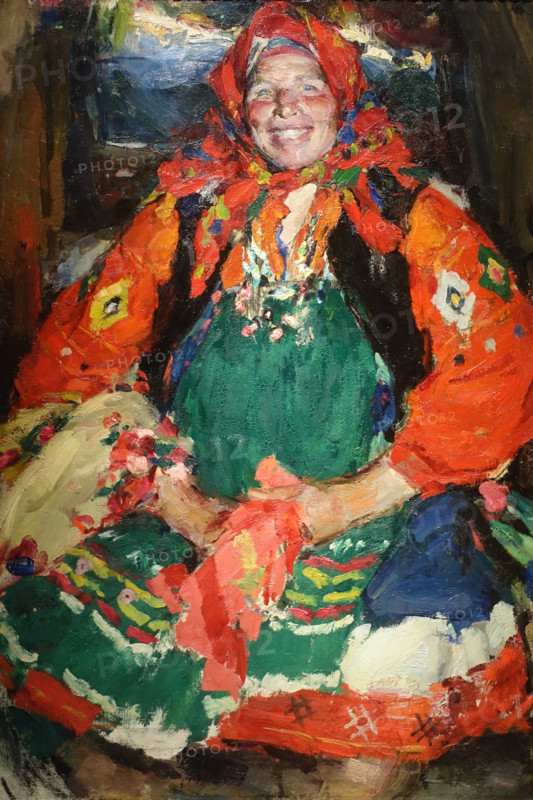 Peasant woman in a green apron