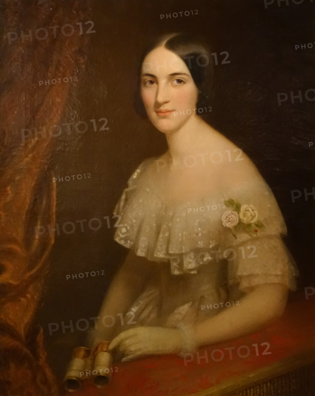 Portrait of a Lady in a Theatre with Binoculars in Her Hand