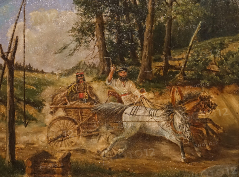 Military courier with three horses