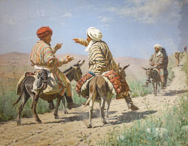 Mullah Rahim and Mullah Kerim quarrelling on the way to the Bazaar