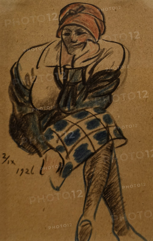 Woman in Plaid Skirt
