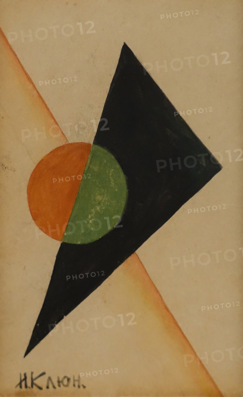 Suprematist composition with a circle and a triangle