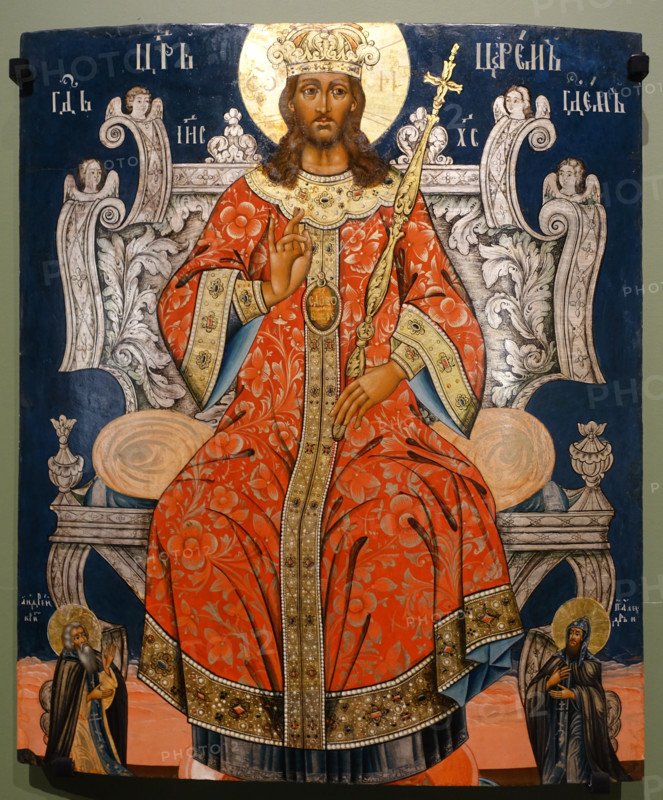Christ Pantorcrator Enthroned with venerable  St