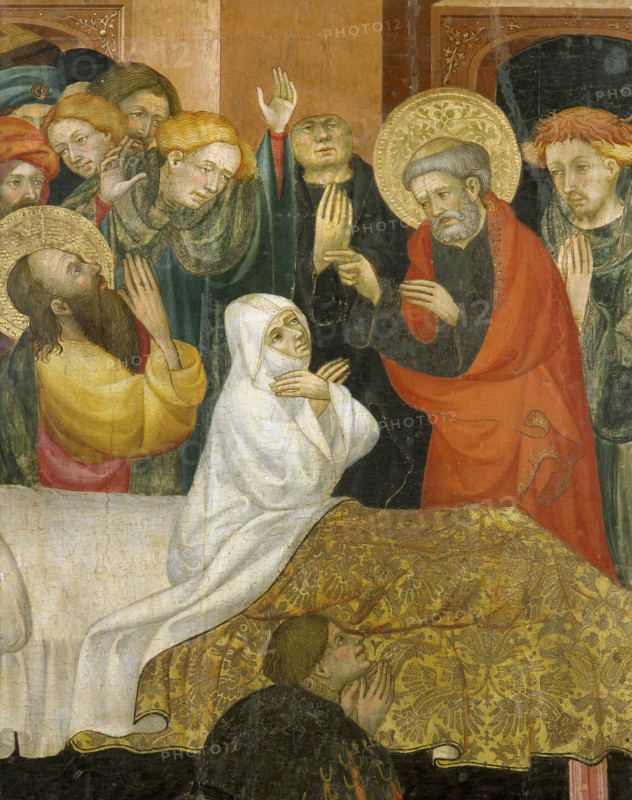 Lluis Borrassa (ca. 1360-1425). Catalan painter. Major altarpiece of Sant Pere, 1411. Resurrection of Petronilla. Terrassa Museum (See of Egara). The Churches of Sant Pere. Province of Barcelona. Catalonia, Spain.