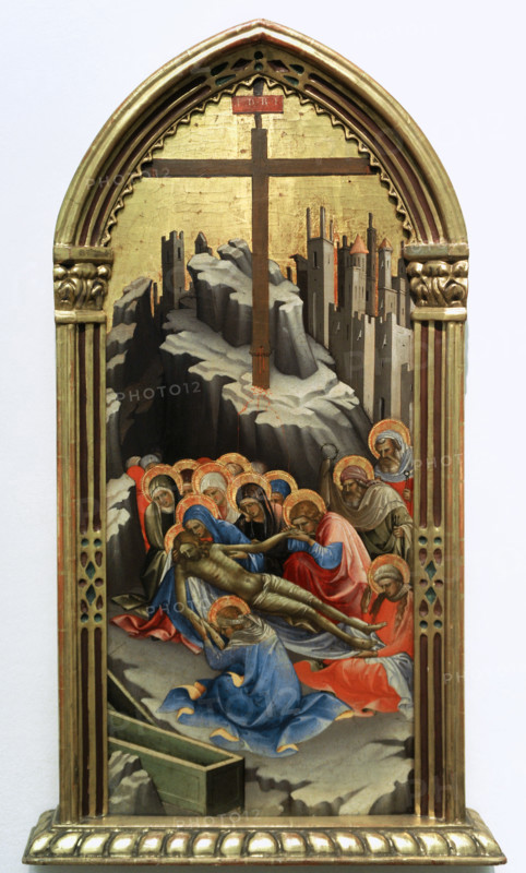 Lorenzo Monaco (1370-1426), born with the name of Piero di Giovanni. Italian painter and miniaturist documented in Florence between 1387 and 1426. Lamentation, 1408. Tempera on wooden panel. National Gallery Prague (Sternberg Palace). Czech Republic.