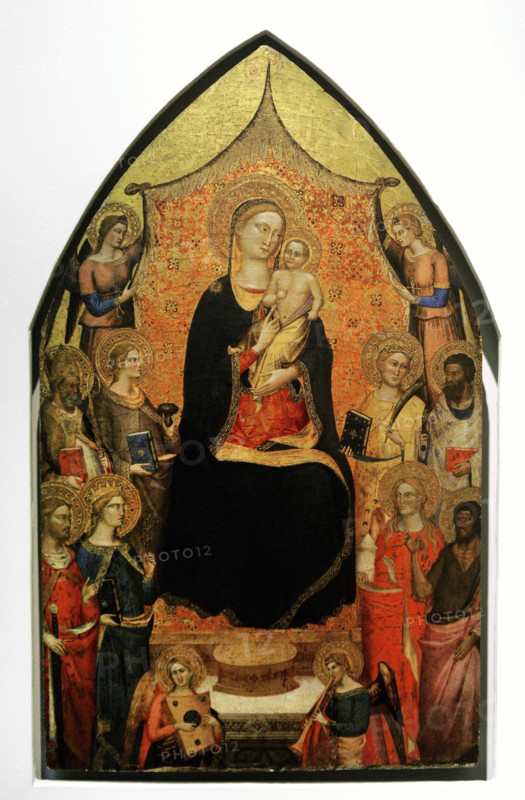 Jacopo di Cione (1325-1398 or 1400). Italian painter. The Virgin with the Child Jesus enthroned with angels and saints. National Gallery Prague (Sternberg Palace). Czech Republic.