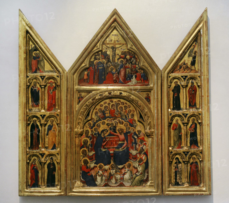 Catarino Veneziano. Venetian painter (fl. 1362-1390). Triptych of the Coronation of the Virgin and the Crucifixion. National Gallery Prague. Czech Republic.