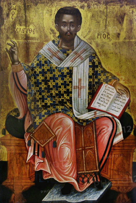 Saint Eleutherius. Bishop and martyr of the 2nd century. 18th-century painting from Greece. National Gallery Prague (Sternberg Palace). Czech Republic.
