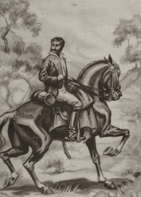 Juan Martin Diez, known as El Empecinado (1775-1825). Leader of Spanish guerrillas against French troops in 1808. Los guerrilleros de 1808. Historia popular de la Guerra de la Independencia, by Enrique Rodriguez-Solis. Volume I. Published in Madrid, 1930.