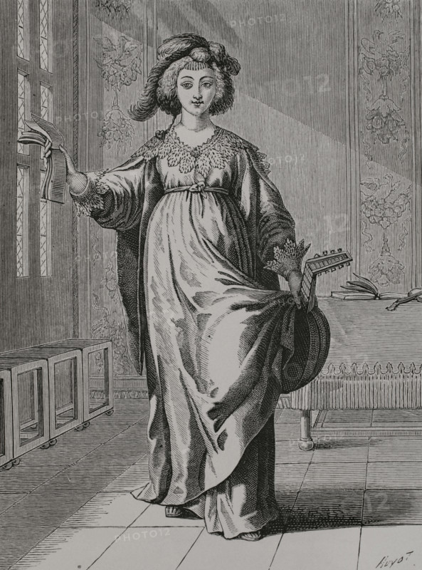 Music. Allegory. Engraving by Huyot based on Rousselet in the 17th century. XVIIme siecle: lettres, sciences et arts, France 1590-1700 (17th century: letters, sciences and arts), by Paul Lacroix. Published in Paris by Librairie de Firmin-Didot et Cie, 1882.