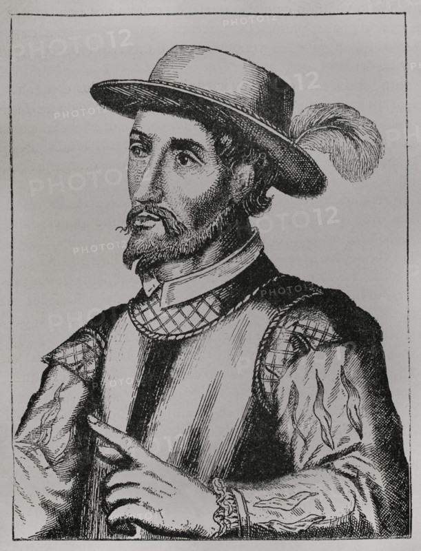 Juan Ponce de Leon (1460-1521). Spanish explorer and conquistador, known for leading the first official European expedition to Florida and serving as the first governor of Puerto Rico. Portrait. Engraving. America. History of its discovery from primitive times to the modern era, written by Rodolfo Cronau. Volume II. Published in Barcelona, 1892.