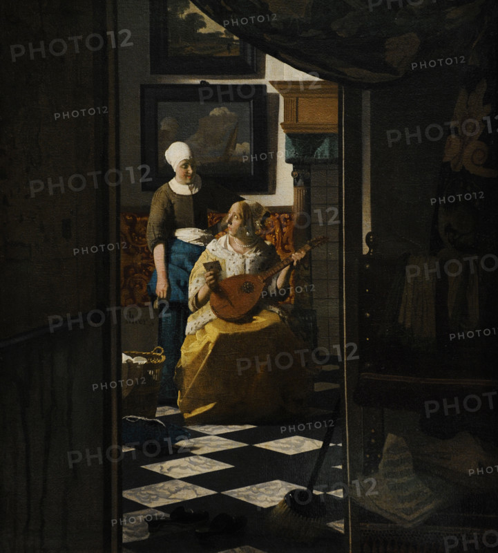 Johannes Vermeer (1632-1675). Dutch painter. The Love Letter, ca. 1669-1670. Oil on canvas, 44 x 98,5 cm. Rijksmuseum. Amsterdam, Netherlands.