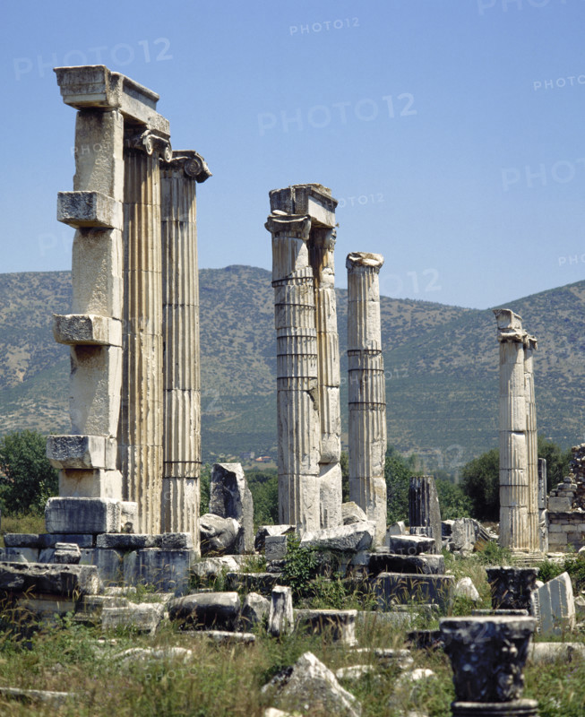 Turkey. Asia Minor. Aphrodisias of Caria. Ancient Greek city that reached great prosperity during Roman rule. Ruins of the Temple of Aphrodite, the city's main place of worship, erected in the 1st century BC. Anatolia.