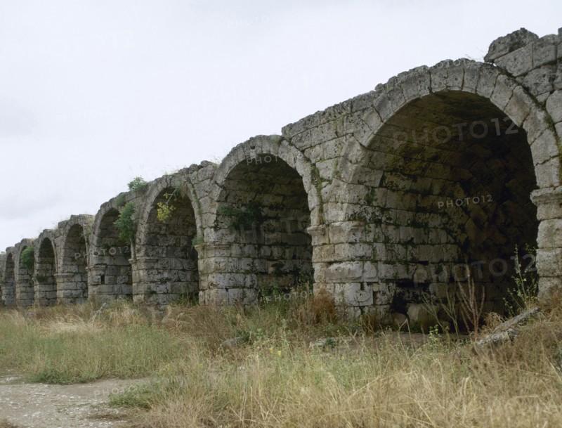 Turkey. Asia Minor. Perga. Ancient Lycian settlement that later became the capital of the Roman province of Pamphylia Secunda. Partial view of the exterior of the stadium. 2nd century AD.