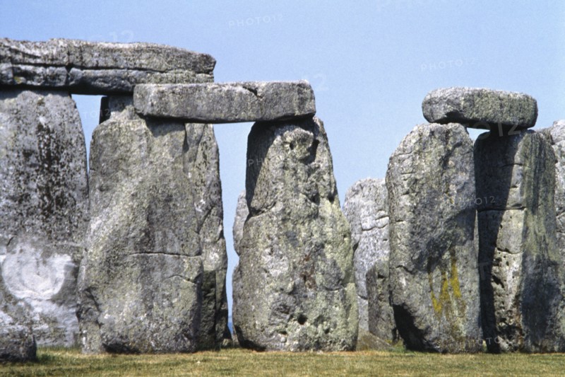 Stonehenge. Megalithic complex with a circular structure. Partial view. Salisbury Plain, county of Wiltshire, England, Great Britain.