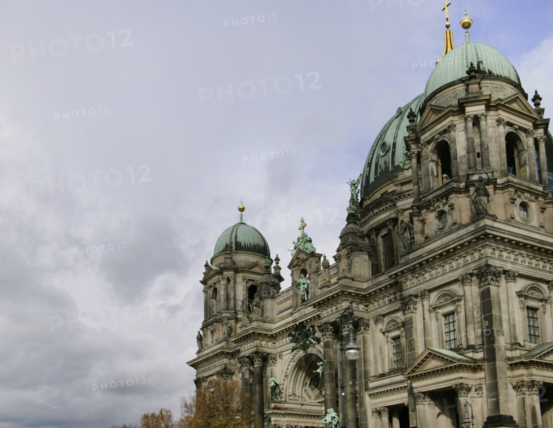 Germany. Berlin Cathedral (Berliner Dom). Temple inaugurated in 1905. It was built by order of Emperor Wilhelm II (1859-1941) between 1894 and 1905, under the direction of German architect Julius Carl Raschdorff (1823-1914). Also known as the Evangelical Supreme Parish and Collegiate Church, it is a monumental German Protestant church and dynastic tomb (House of Hohenzollern). Architectural detail of the main facade.