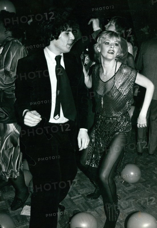 Britt Ekland dancing with record producer Ray Caviano at Studio 54 in New York