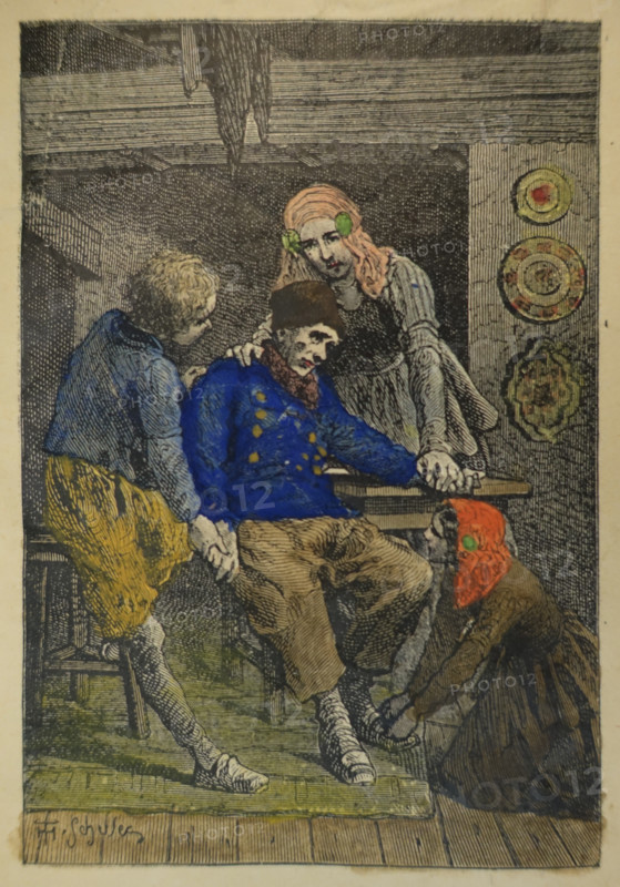 Illustration from the book The Silver Skates. Drawings by Theophile Schuler (1821-1878). 1870.