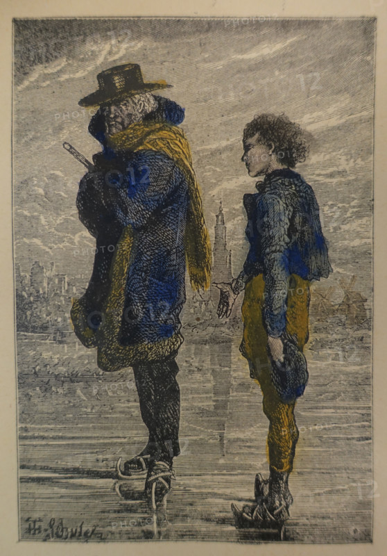 Illustration from the book The Silver Skates. Drawings by Theophile Schuler (1821-1878). 1870.