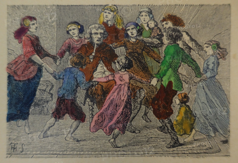 Illustration from the book The Silver Skates. Drawings by Theophile Schuler (1821-1878). 1870.