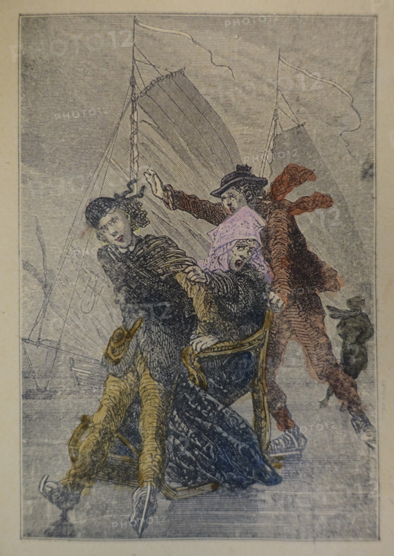 Illustration from the book The Silver Skates. Drawings by Theophile Schuler (1821-1878). 1870.