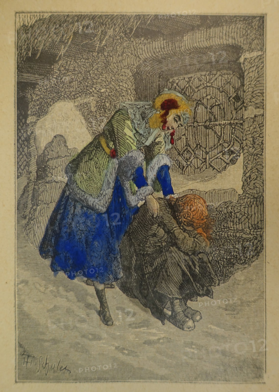 Illustration from the book The Silver Skates. Drawings by Theophile Schuler (1821-1878). 1870.