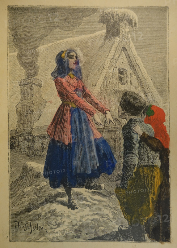 Illustration from the book The Silver Skates. Drawings by Theophile Schuler (1821-1878). 1870.