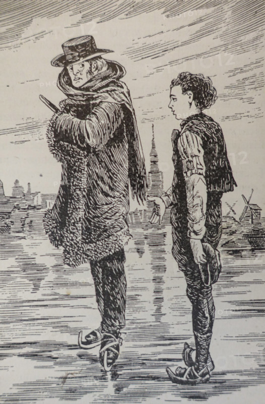 Illustration from the book 'The Silver Skates'. Drawing by Samuil Goldman (1876-1931). 1920s.