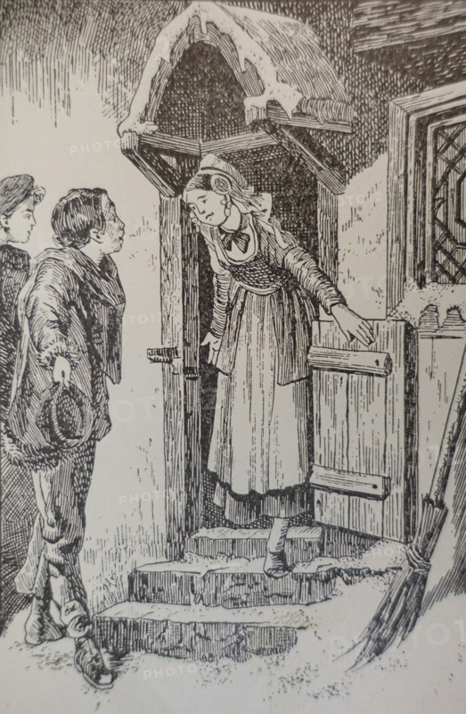 Illustration from the book 'The Silver Skates'. Drawing by Samuil Goldman (1876-1931). 1920s.