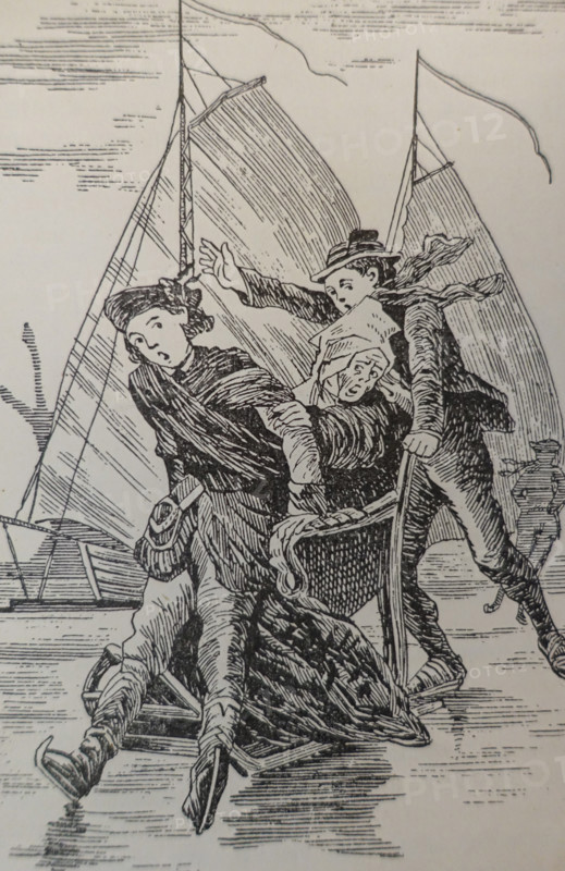 Illustration from the book 'The Silver Skates'. Drawing by Samuil Goldman (1876-1931). 1920s.