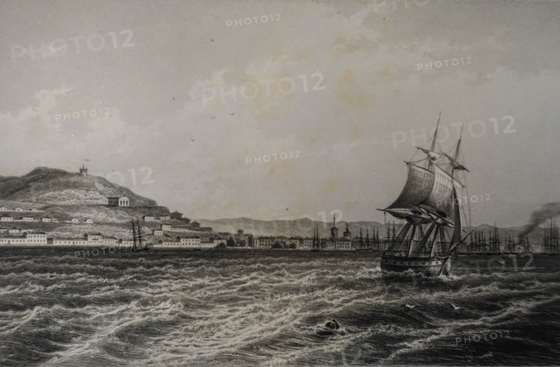 Kerch. Illustration from Album of all the best views of Crimea. Steel engraving. 1869.