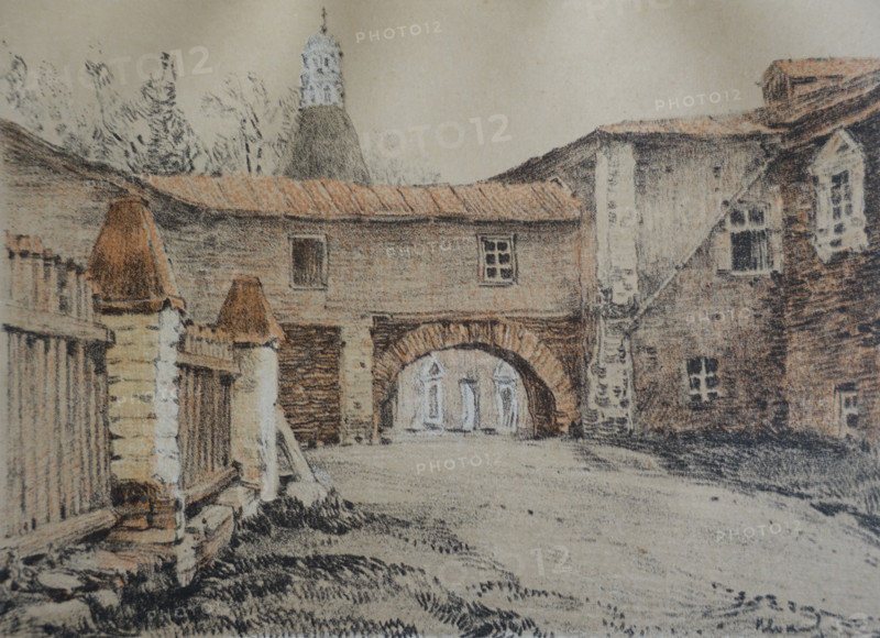 Simonov Monastery. Old Moscow. Lithography. Vladimir Sokolov (1872-1946). 1922.