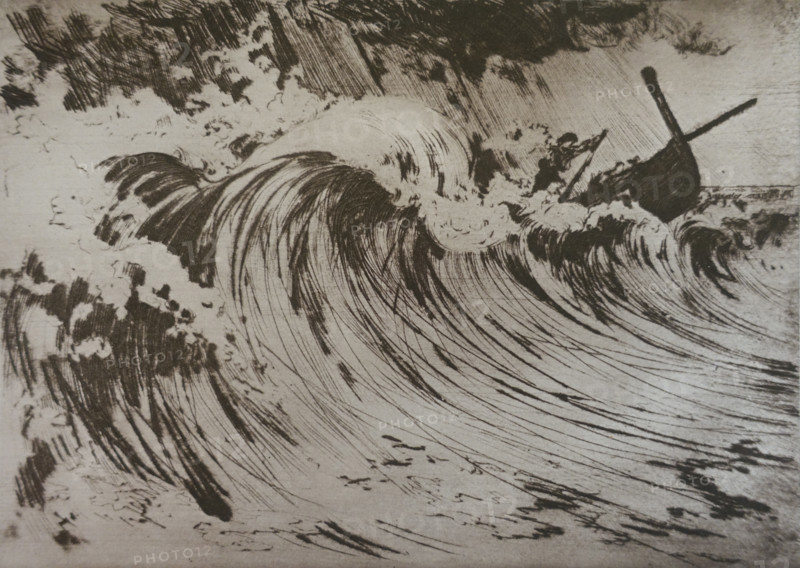 Rain. Wave. Vadim Falileev (1879-1950). Early 20th century.